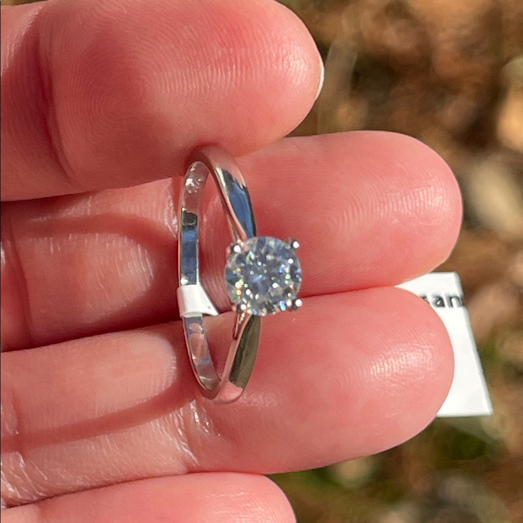 Moissanite 6mm Solitaire Ring 925 Silver Size 9 Gra Certified W/ Inscription